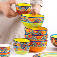 1pcs Ceramic Tableware Bohemian Flat Dinner Plate Western Steak Salad Dessert Cake Plate Shallow Dish Dessert Kitchen Dinnerware