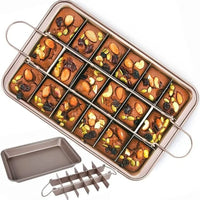Square Stainless Steel Brownie Baking Pan with Dividers Non-stick Bakeware with Handles for Homemade Brownie Cake