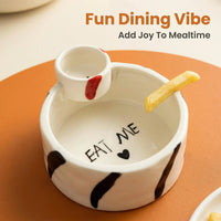 Ceramic Dip Bowl, French Fries Bowl with Small Plate, Heat-resistant Tableware, Household Snack Plate, Kitchen Tableware