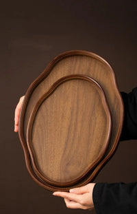 Wooden Decorative Serving Tray for Coffee Table and Home Decor Fruit Platter Decor Trays Serving Ware Food Dish Serving Platters