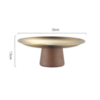 Stainless Steel Tray Fruit Bowl with Wooden Base Partitioned Candy Bread Cake Dessert Table Plates Kitchen Dinnerware Tableware