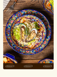 Ceramic Tableware Set Rice Bowl Serving Plate Creative Cutlery Soup Plate Noodle Handle Bowl Sauce Dish Steak Salad Fruit Plate