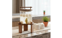 Beverage Dispenser Glass Drink Dispenser W Support Faucet Cold Drink Jar Wooden Stand Serving Ware Easy to Clean Party Equipment