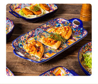 Ceramic Tableware Set Rice Bowl Serving Plate Creative Cutlery Soup Plate Noodle Handle Bowl Sauce Dish Steak Salad Fruit Plate