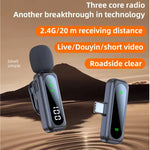 J21 Wireless Lavalier Lapel Microphone Audio Video Recording Mini Mic for iPhone Android Mic Portable Noise Reduction Vlog  Live