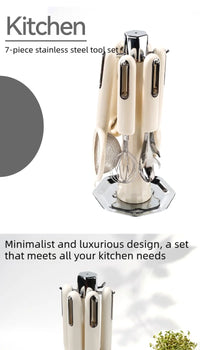 Kitchen Gadgets7Stainless Steel Peeler, Whisk, And Grater Set With A Storage Stand, A Household Combination Set