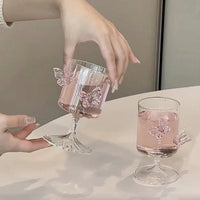 Glass Decanter Pink Butterfly Decor Elegant Goblet Wine Decanter Home Party Women's Wine Glass Dining Table Kettle Drinkware