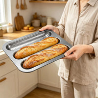 Non-stick perforated baguette mold, 3-hole French bread baking pan, carbon steel baguette baking pan, for home kitchen