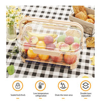 Portable Food Storage Container Large Capacity Airtight Freshness Box with Drain Plate for Outdoor Picnic Camping Use