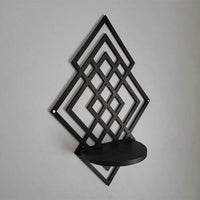 Wooden Wall Mounted Decorative Shelf Geometric Hanging Floating Wall Storage Rack Home Decoration Hollow Out Wall Decor Bedroom