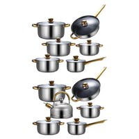 6Pcs Pots and Pans Set Stainless Steel Portable Soup Pot Saucepan Ergonomic Handle Kitchen Cooking Set Cookware Set for Home