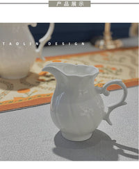 White Bone China Teapot Creative Spiral Pattern Coffee Pot Ceramics Milk Jug Sugar Bowl European Afternoon Tea Drinkware