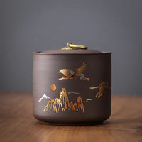 Ceramic Purple Clay Jar Black Tea Tin Pu'er Storage Sealed Jars Household Moisture-Proof Sealed Jar Nut Food Storage Container