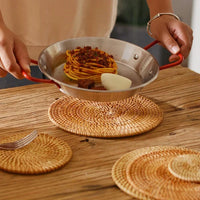 8-10cm Rattan Cup Mat 6Pcs Drink Coasters Set for Kungfu Tea Accessories Round Tableware Placemat Dish Mat Rattan Weave Cup Mat