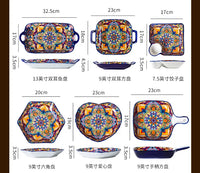Ceramic Tableware Set Rice Bowl Serving Plate Creative Cutlery Soup Plate Noodle Handle Bowl Sauce Dish Steak Salad Fruit Plate