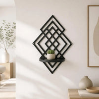 Wooden Wall Mounted Decorative Shelf Geometric Hanging Floating Wall Storage Rack Home Decoration Hollow Out Wall Decor Bedroom