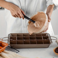Square Stainless Steel Brownie Baking Pan with Dividers Non-stick Bakeware with Handles for Homemade Brownie Cake