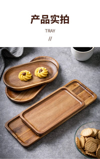 Tableware Solid Wood Food Tray Round Rectangle Dessert Plate Japanese-style Wooden Snack Fruit Tea Saucer Pallet Bread Board