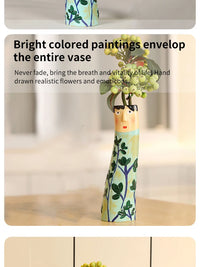 Bohemian Family Face Vase Handmade Resin Dried Flowers Home Decor Vase Crafts Bathroom Bookshelf Living Room Decoration