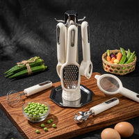 Kitchen Gadgets7Stainless Steel Peeler, Whisk, And Grater Set With A Storage Stand, A Household Combination Set