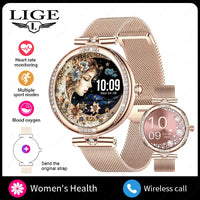 LIGE New Smart Watch Women Lady Gift 1.19 Inch AMOLED Full Touch Screen Sport Fitness Watches Bluetooth Call Digital Smartwatch