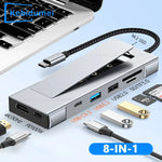 8-in-1 USB 3.2 Hub With Disk Storage Function Multi Adapter Card Reader Type C to HDMI-Compatible Splitter For Laptops Macbook