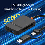 USB C 8-in-1 Card Reader Multi-functional Card Reader Support  SD/TF/CF/MS Card Read 5Gbps Write Read U Disk Flash Card Adapter