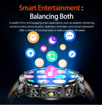 Newly Durable 1400mAh Large Battery Smart Watch Men 1.7" HD Screen IP68K Waterproof LED Flashlight Sports BT Call Smart Bracele