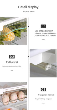 NEW Refrigerator Drawer Plastic Clear Fridge Organizer Slide Under Shelf Drawer Box Rack Holder Kitchen Fruit Food Storage Box