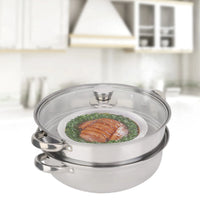 Stainless Steel Cookware 27cm/11in 2-Layer Steamer Pot Cooker Double Boiler Soup Steaming Pot Kitchenware Kitchen Supplies