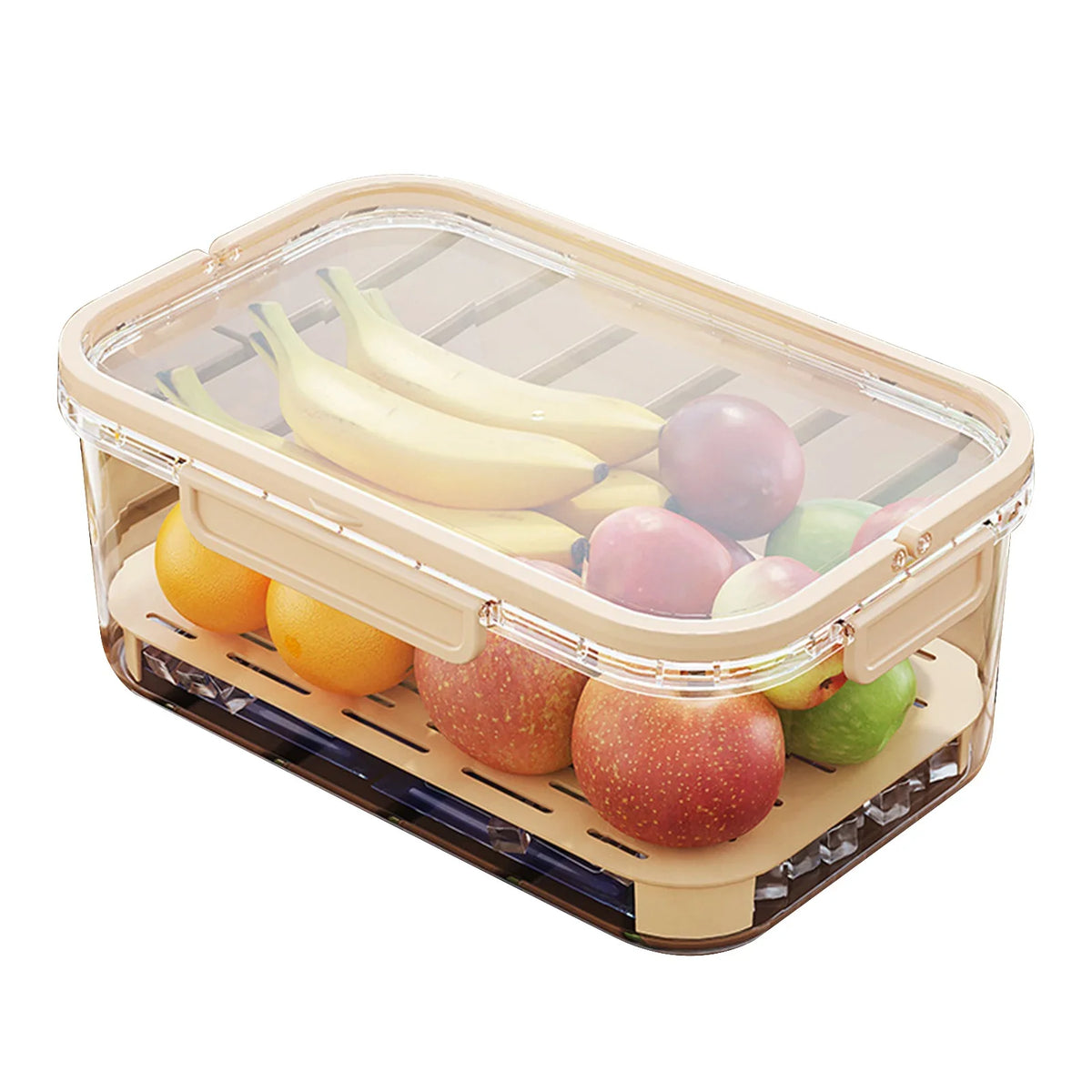 Portable Food Storage Container Large Capacity Airtight Freshness Box with Drain Plate for Outdoor Picnic Camping Use