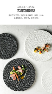 Main Dish Tableware Rock Plate  Stone Grain Ceramic Western Food Steak Plate Japanese Plate Home Western Food Display Tray