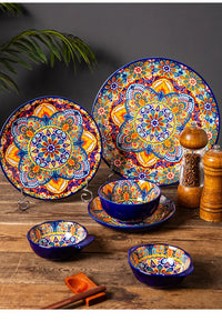 Ceramic Tableware Set Rice Bowl Serving Plate Creative Cutlery Soup Plate Noodle Handle Bowl Sauce Dish Steak Salad Fruit Plate