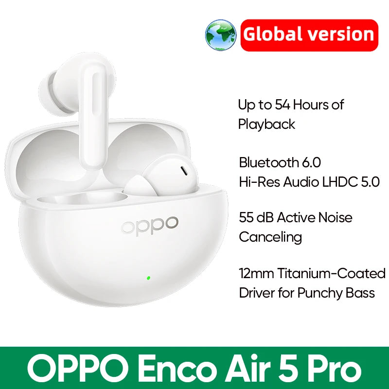 2026 Official OPPO Enco Air 5 Pro TWS Wireless Bluetooth 6.0 Earphone LHDC5.0 55dB Active Noise Canceling 54h Battery Life