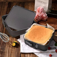 Baking Tools With Buckle Square Cake Pan Removable Bottom Carbon Steel Baking Tray Reusable Non-Stick Chiffon Cake Mold Bread