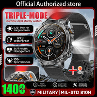 Newly Durable 1400mAh Large Battery Smart Watch Men 1.7" HD Screen IP68K Waterproof LED Flashlight Sports BT Call Smart Bracele