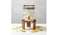 Beverage Dispenser Glass Drink Dispenser W Support Faucet Cold Drink Jar Wooden Stand Serving Ware Easy to Clean Party Equipment