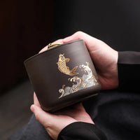 Ceramic Purple Clay Jar Black Tea Tin Pu'er Storage Sealed Jars Household Moisture-Proof Sealed Jar Nut Food Storage Container
