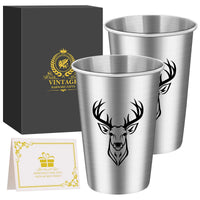 LKKCHER 500ml Pint Glass Skull Pattern 3.25oz Weizen Glass 2pcs/Set Stainless Steel Large Capacity Drinkware for Beer Gifts Set