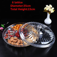 fruit basin dry candy dish sugar snack nut peanut food storage can box with Cover plastic trinket tray transparent Acrylic plate