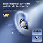 HTC NE96 TWS Sleep Wireless Bluetooth Earbuds For Side Sleepers HiFi Stereo ASMR White Noise Long Battery Portable Headset