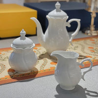 White Bone China Teapot Creative Spiral Pattern Coffee Pot Ceramics Milk Jug Sugar Bowl European Afternoon Tea Drinkware