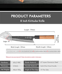 8" Japanese Kiritsuke Chef Knife 67 Layer Damascus Steel Handmade Kitchen Knives Meat Vegetable Sharp Household Cooking Tools