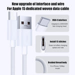 60W USB C Phone Cable For iPhone 16 15 17 Pro Max 17 Air Plus Fast Charging Type-C Charge Braided Cables USB to Type C Data Line