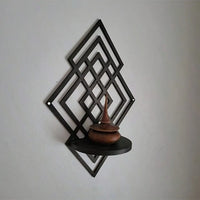 Wooden Wall Mounted Decorative Shelf Geometric Hanging Floating Wall Storage Rack Home Decoration Hollow Out Wall Decor Bedroom