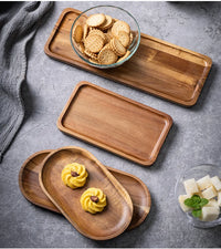 Tableware Solid Wood Food Tray Round Rectangle Dessert Plate Japanese-style Wooden Snack Fruit Tea Saucer Pallet Bread Board