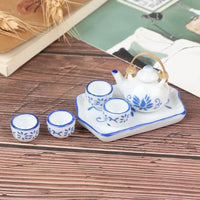 8Pcs 1:12 Dollhouse Miniature Dining Ware Porcelain Tea Set Dish Cup Plate