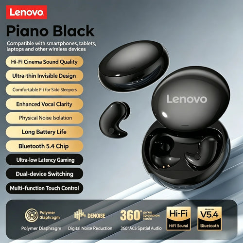 Lenovo Y33 Wireless Bluetooth Earbuds Stereo Headphones  Long Playtime Bluetooth 5.0 Sport Earphones