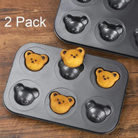 Cute Cartoon Bear Baking Mold 4 Cavities Baking Tray Non-stick Carbon Steel Tray DIY Decorative Cookies Mould Baking Supplies