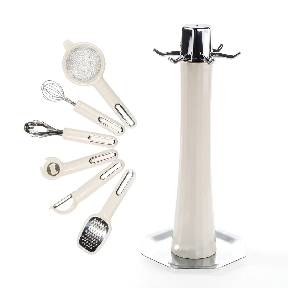 Kitchen Gadgets7Stainless Steel Peeler, Whisk, And Grater Set With A Storage Stand, A Household Combination Set